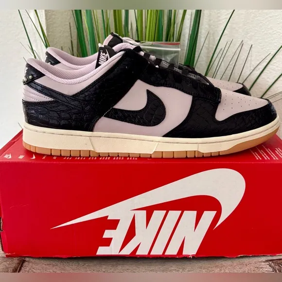 Nike Dunk Low Retro Pink Black Croc Sneakers