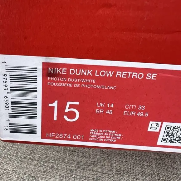 Nike Dunk Low Retro SE Photon Dust Vintage Green New HF2874-001 Mens Size 15