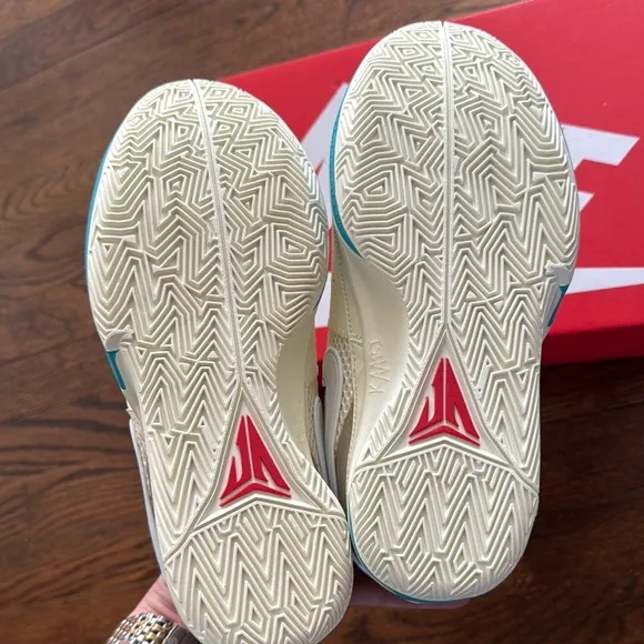 Nike Ja Morant Cream and Teal Sneakers