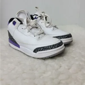 Nike JORDAN 3 Retro Size 10C Dark Iris PS Sneakers DM0966105 White Gray Purple