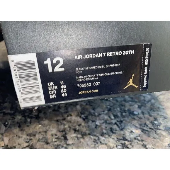 Nike Jordan 7 Retro 30th Barcelona Nights 2015 (705350-007) Men's Size 12