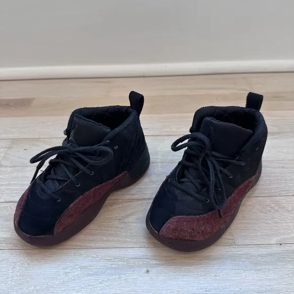 Nike Jordan Kids Black and Burgundy Sneakers