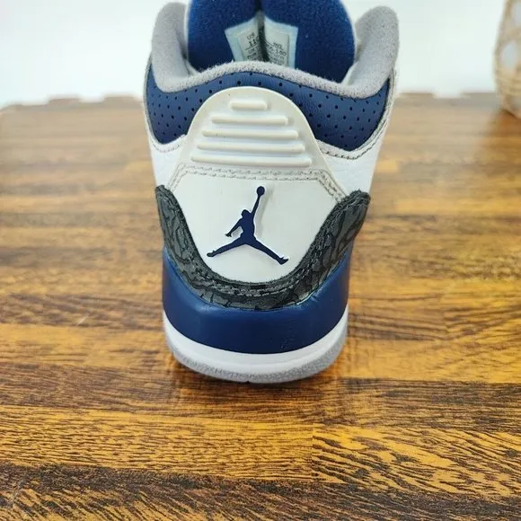 Nike Kid’s Air Jordan 3 Retro PS GS White Midnight Navy Sneakers Size 11C US