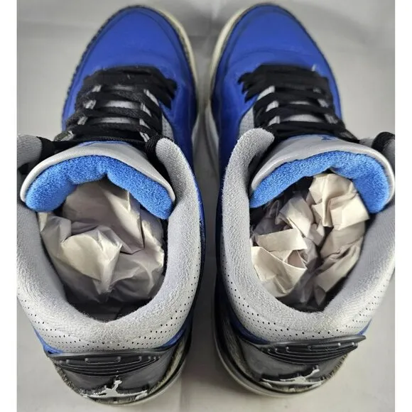 Nike Men's Air Jordan 3 Retro Royal Blue/Blue Cement Gray Sneakers Size 10