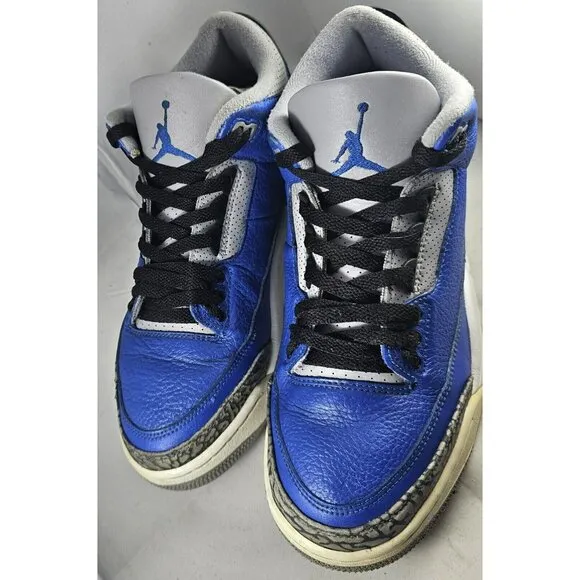 Nike Men's Air Jordan 3 Retro Royal Blue/Blue Cement Gray Sneakers Size 10