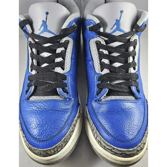 Nike Men's Air Jordan 3 Retro Royal Blue/Blue Cement Gray Sneakers Size 10