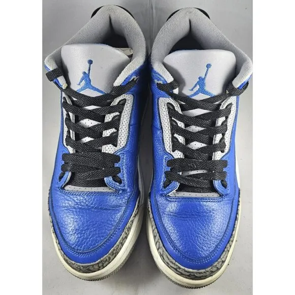 Nike Men's Air Jordan 3 Retro Royal Blue/Blue Cement Gray Sneakers Size 10