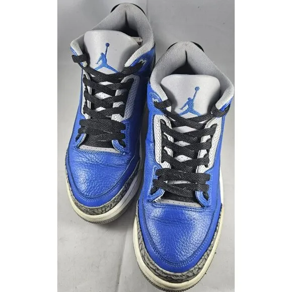 Nike Men's Air Jordan 3 Retro Royal Blue/Blue Cement Gray Sneakers Size 10