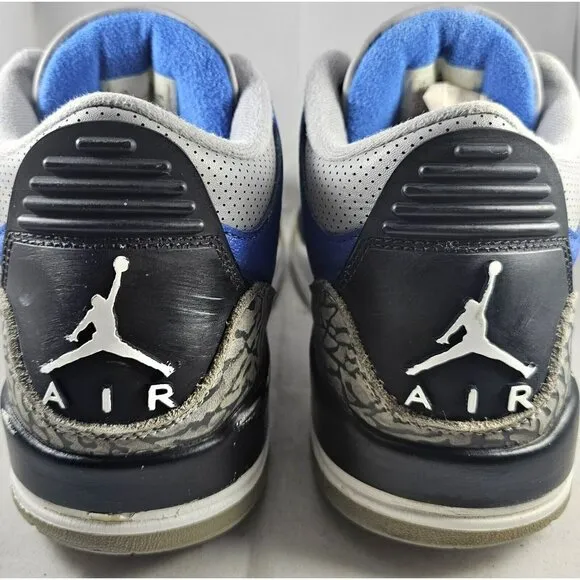 Nike Men's Air Jordan 3 Retro Royal Blue/Blue Cement Gray Sneakers Size 10