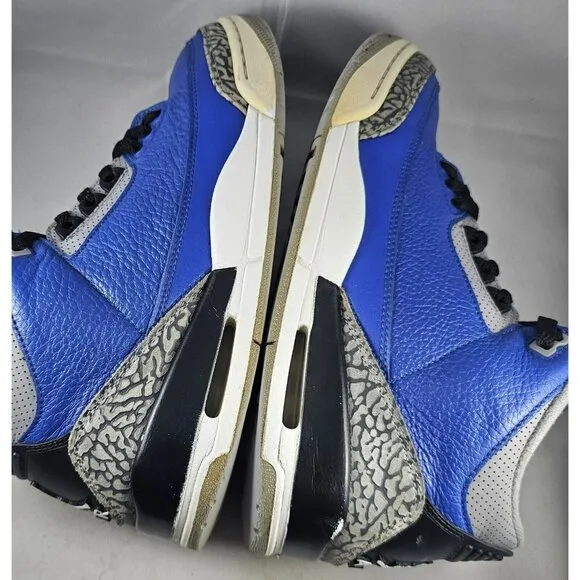 Nike Men's Air Jordan 3 Retro Royal Blue/Blue Cement Gray Sneakers Size 10