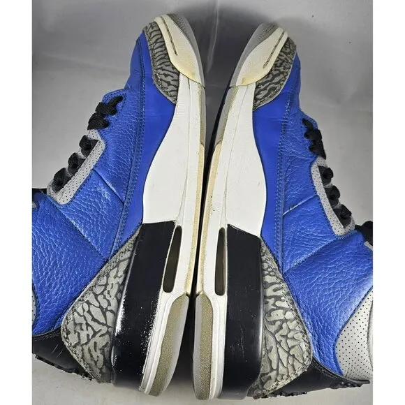 Nike Men's Air Jordan 3 Retro Royal Blue/Blue Cement Gray Sneakers Size 10