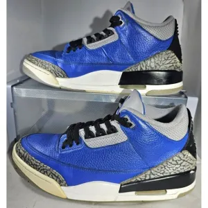 Nike Men's Air Jordan 3 Retro Royal Blue/Blue Cement Gray Sneakers Size 10