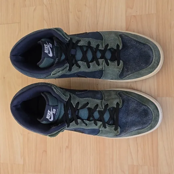 Nike Mens Dunk High Retro Premium Green Suede Lace-Up Sneakers Size 10.5