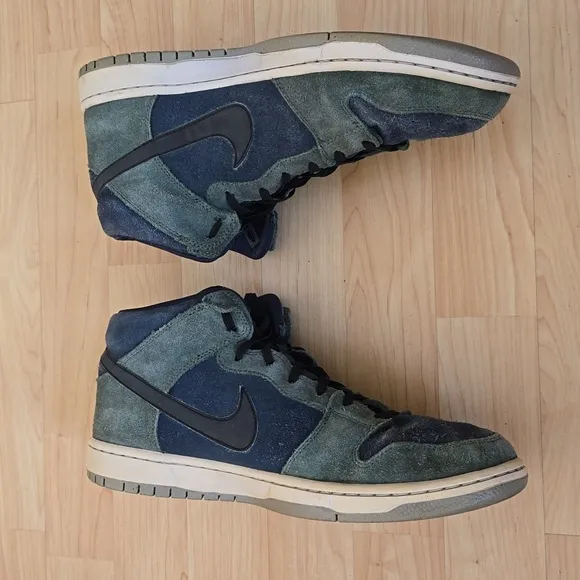 Nike Mens Dunk High Retro Premium Green Suede Lace-Up Sneakers Size 10.5