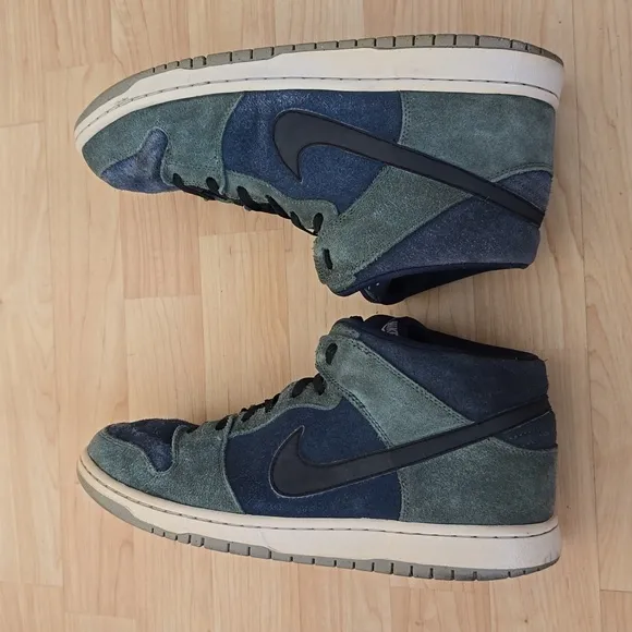 Nike Mens Dunk High Retro Premium Green Suede Lace-Up Sneakers Size 10.5