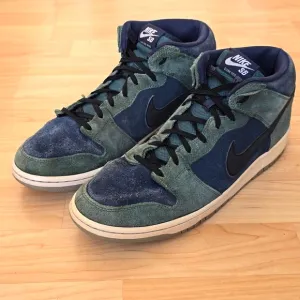Nike Mens Dunk High Retro Premium Green Suede Lace-Up Sneakers Size 10.5
