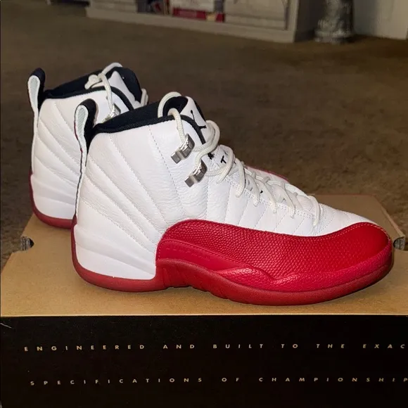Nike Red and White Sneakers High-Top Leather (12 Retro)