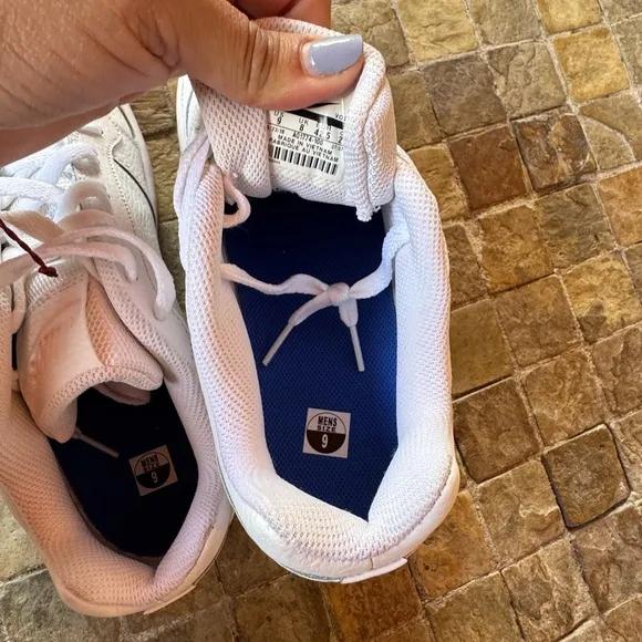 Nike White Sneakers with blue green  Swoosh