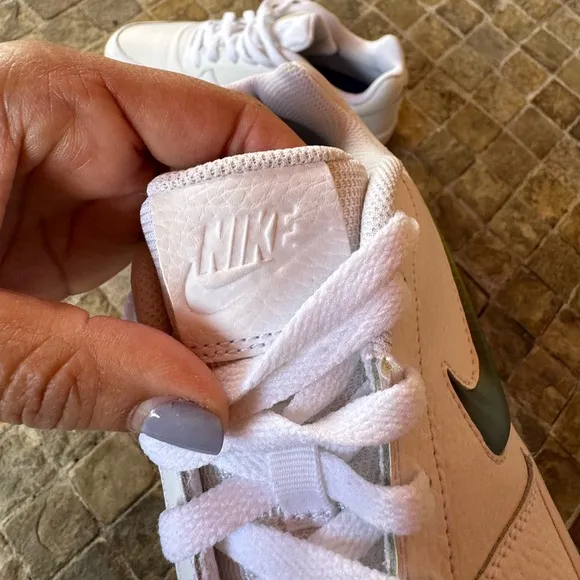Nike White Sneakers with blue green  Swoosh