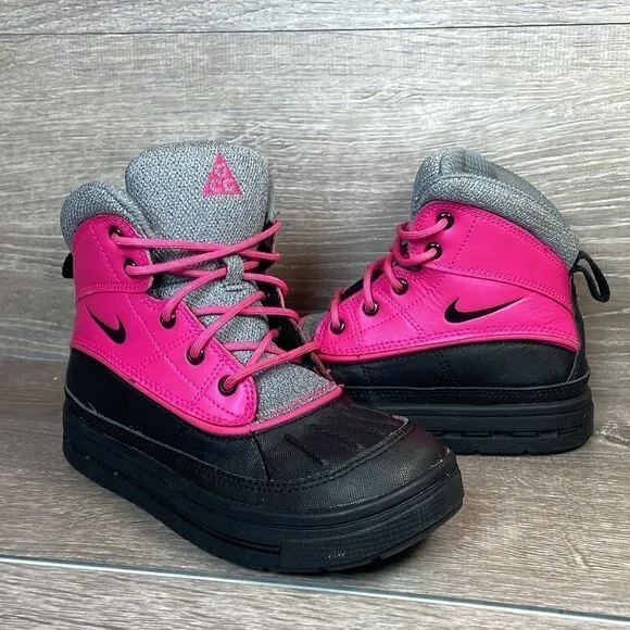 Nike Woodside 2 High Top ACG Black Pink Toddler Girl Size 8 Rain Snow Boots