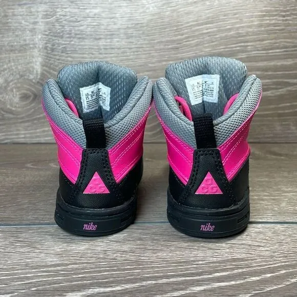 Nike Woodside 2 High Top ACG Black Pink Toddler Girl Size 8 Rain Snow Boots