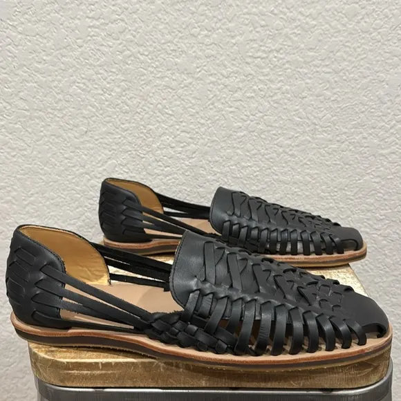 Nisolo Huarache Black Leather Sandals  11.5