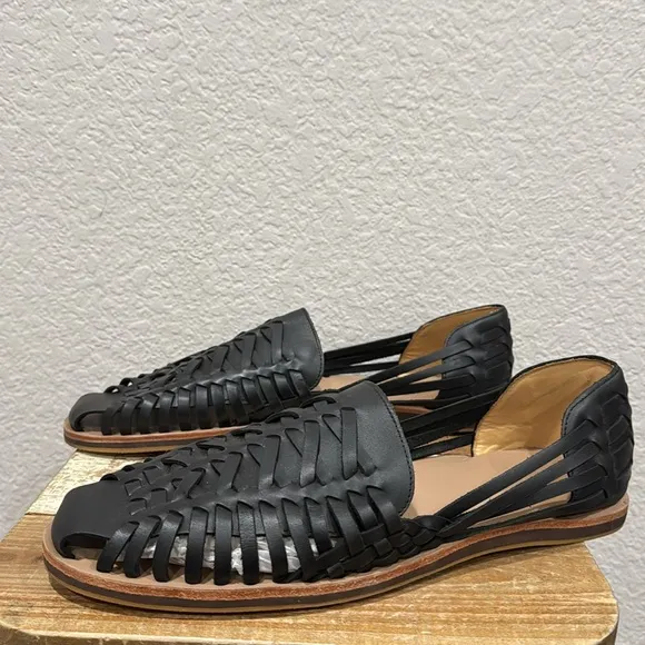 Nisolo Huarache Black Leather Sandals  11.5