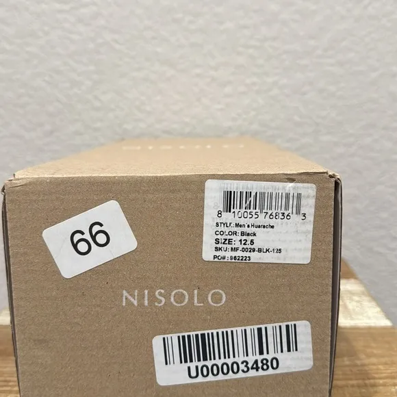 Nisolo Huarache Black Leather Sandals  11.5