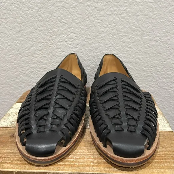 Nisolo Huarache Black Leather Sandals  11.5