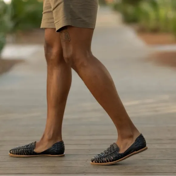 Nisolo Huarache Black Leather Sandals  11.5