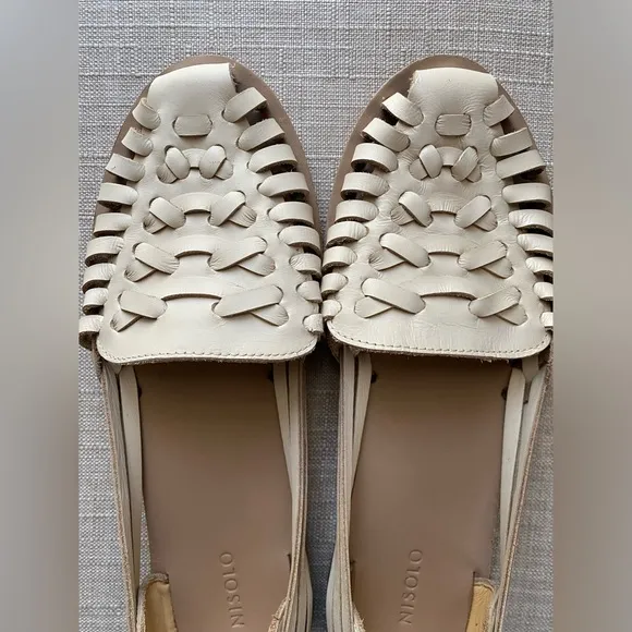 Nisolo Huarache handwoven fisherman leather sandals in bone size 7.5