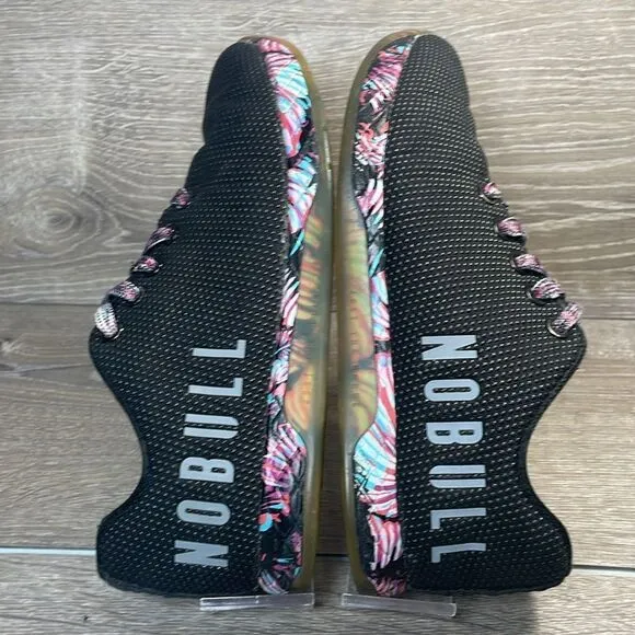 NOBULL Outwork Midnight Palm Women's Sz 6.5 Black Floral Cross Training Sneakers