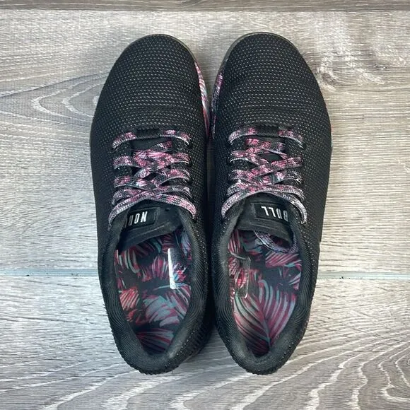 NOBULL Outwork Midnight Palm Women's Sz 6.5 Black Floral Cross Training Sneakers