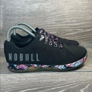NOBULL Outwork Midnight Palm Women's Sz 6.5 Black Floral Cross Training Sneakers