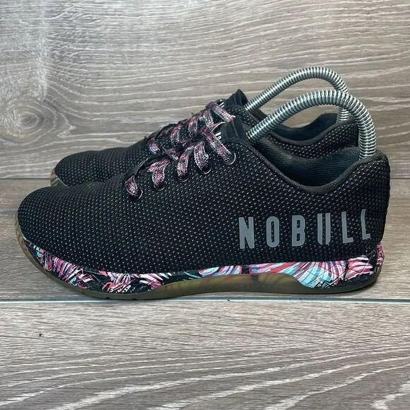 NOBULL Outwork Midnight Palm Women's Sz 6.5 Black Floral Cross Training Sneakers