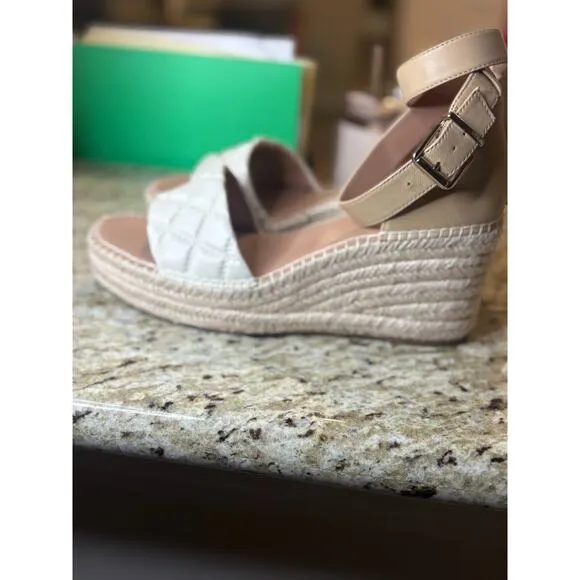 Nordstrom Women's Espadrille Platform Wedge Sandal Shoes Ankle Strap Cream 9