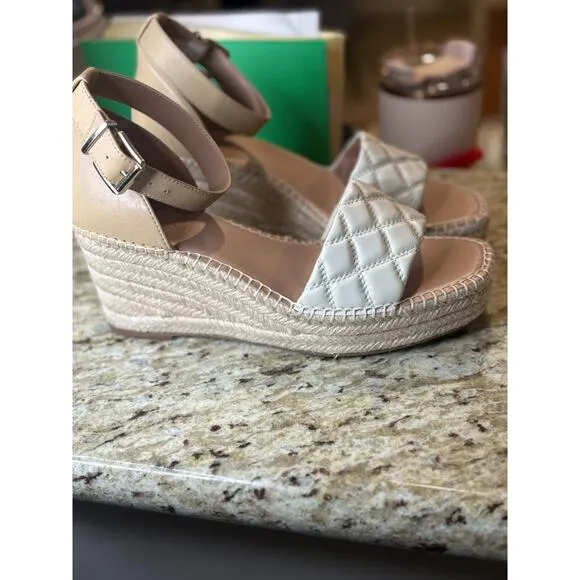 Nordstrom Women's Espadrille Platform Wedge Sandal Shoes Ankle Strap Cream 9