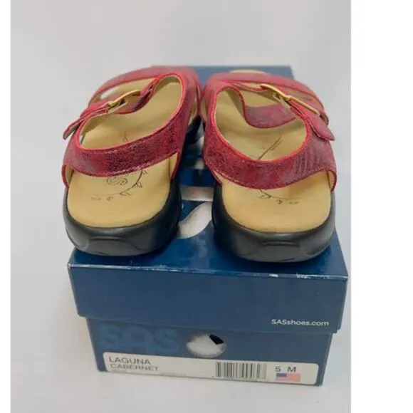 NWB! SAS Women's Laguna Flat Sandals, Cabernet, 5 M