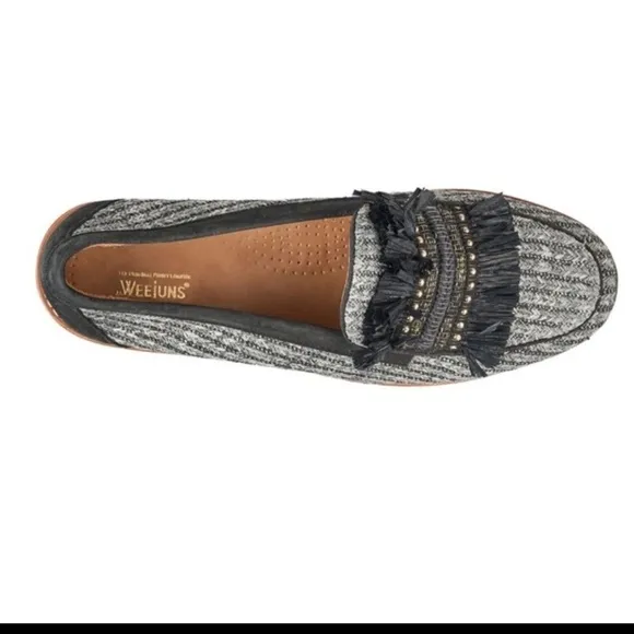 NWIB Weejuns Whitney 90s Raffia Preppy Tweed Loafers Size 8.5