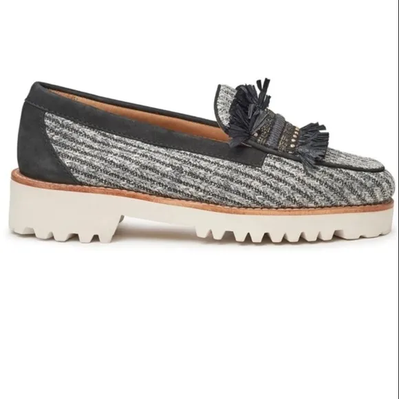 NWIB Weejuns Whitney 90s Raffia Preppy Tweed Loafers Size 8.5