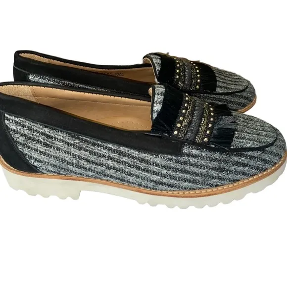 NWIB Weejuns Whitney 90s Raffia Preppy Tweed Loafers Size 8.5