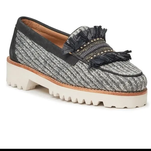 NWIB Weejuns Whitney 90s Raffia Preppy Tweed Loafers Size 8.5