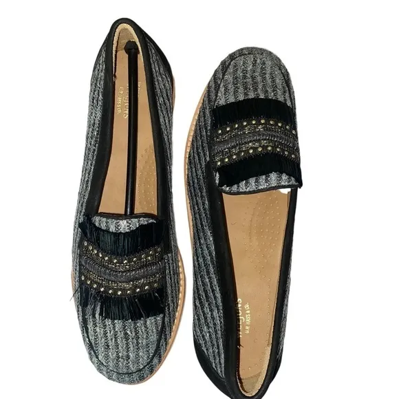 NWIB Weejuns Whitney 90s Raffia Preppy Tweed Loafers Size 8.5