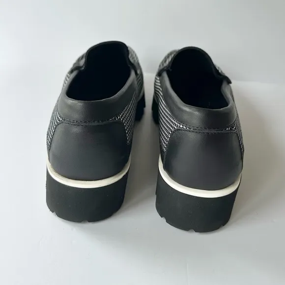 NWOB Di Chenzo Micro Houndstooth Black &amp; White Loafers 41 Made in Italy