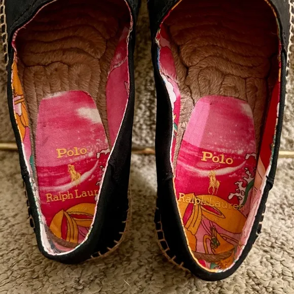 NWOB Men's Polo Ralph Lauren Cevio Slip Black Canvas &amp; Jute Espadrilles Size 7 D
