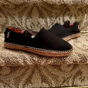 NWOB Men's Polo Ralph Lauren Cevio Slip Black Canvas &amp; Jute Espadrilles Size 7 D