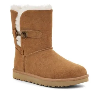 NWOB UGG Estera Shearling Suede Leather Ankle Boots Tan