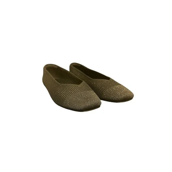 NWOB VIVAIA Square-Toe V-Cut Flats (Margot 2.0) in Black Sparkle 40.5 Wide