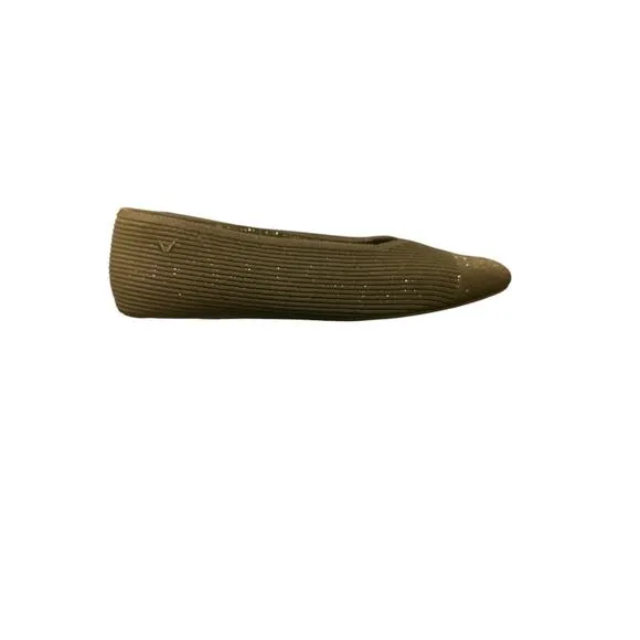 NWOB VIVAIA Square-Toe V-Cut Flats (Margot 2.0) in Black Sparkle 40.5 Wide