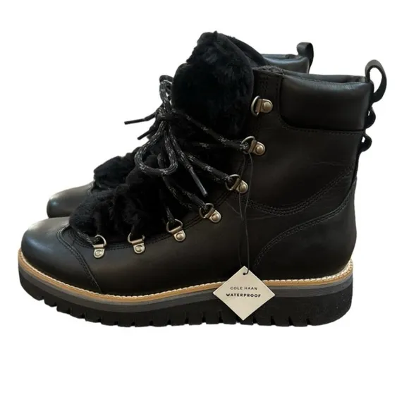 NWOT Cole Haan Zerogrand Lodge Hiker Boots in Black Leather – Sz 8.5 B